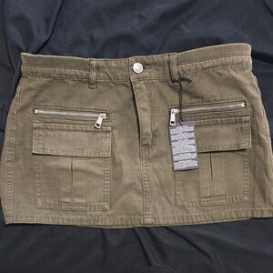 Forever 21 Olive Mini Skirt with Zipper Details